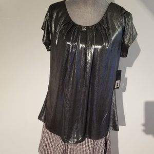 ☆NWT Black Silver Foil Shirt